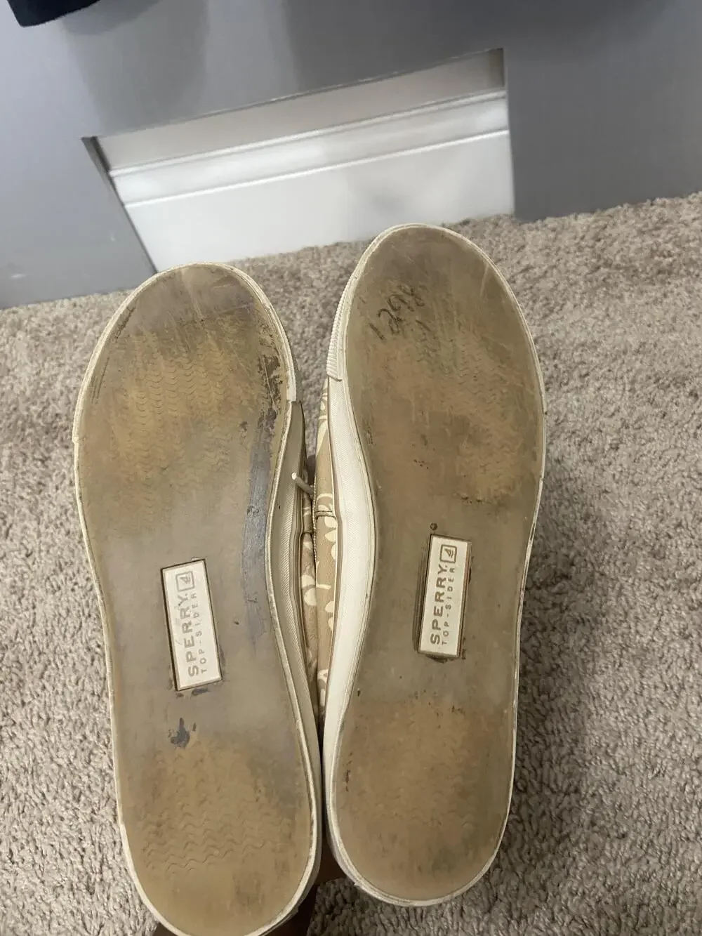 Sperry Top-Sider Boat Shoes Womens Size 9 Beige Floral Print Canvas Nautical